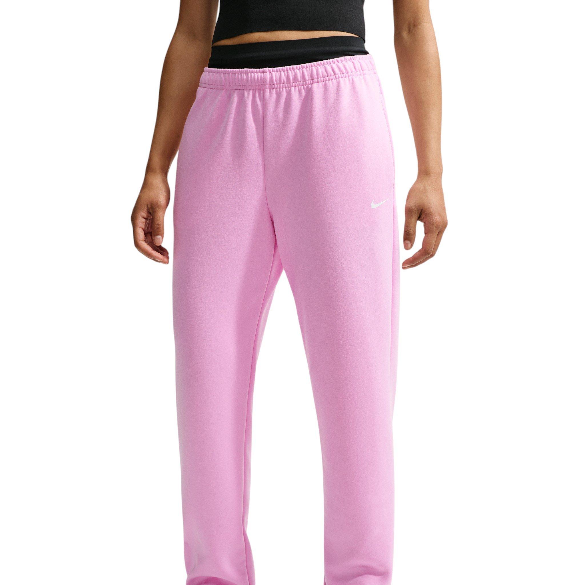 Nike Women's Studio Fleece Sport Dri-FIT Mid-Rise Pants - Pink - PINK